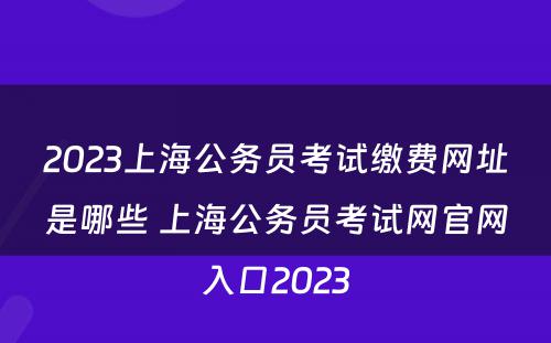 2023上海公务员考试缴费网址是哪些 上海公务员考试网官网入口2023