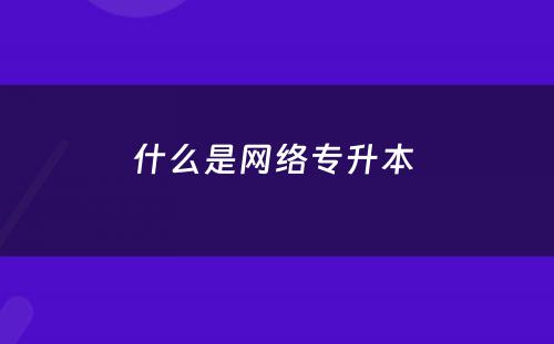 什么是网络专升本 