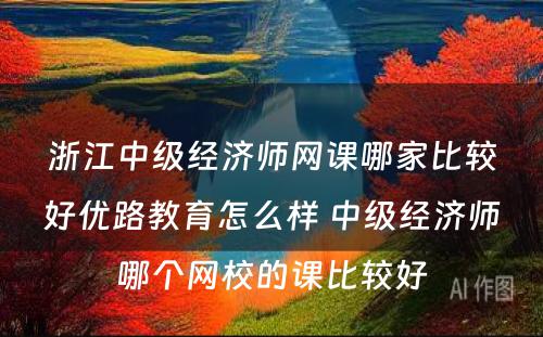 浙江中级经济师网课哪家比较好优路教育怎么样 中级经济师哪个网校的课比较好