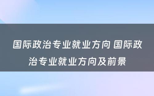 国际政治专业就业方向 国际政治专业就业方向及前景