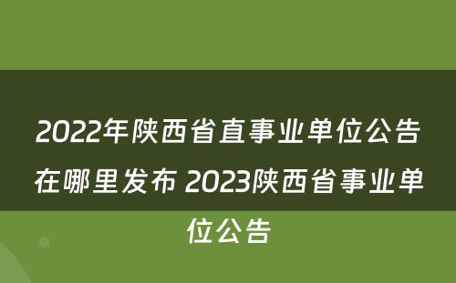 2022年陕西省直事业单位公告在哪里发布 2023陕西省事业单位公告