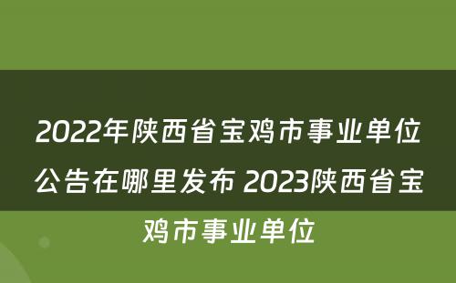 2022年陕西省宝鸡市事业单位公告在哪里发布 2023陕西省宝鸡市事业单位