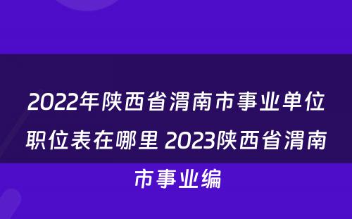 2022年陕西省渭南市事业单位职位表在哪里 2023陕西省渭南市事业编