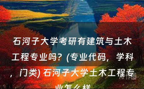 石河子大学考研有建筑与土木工程专业吗？(专业代码，学科，门类) 石河子大学土木工程专业怎么样