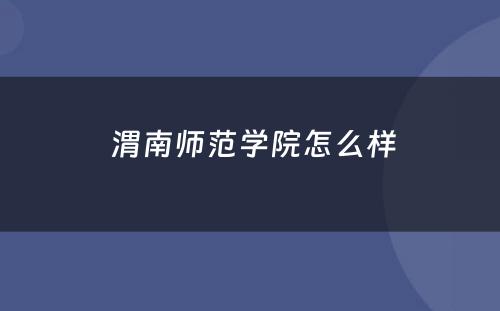  渭南师范学院怎么样