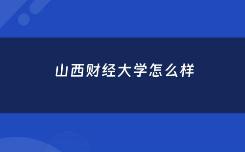  山西财经大学怎么样