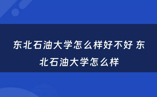 东北石油大学怎么样好不好 东北石油大学怎么样