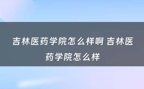 吉林医药学院怎么样啊 吉林医药学院怎么样