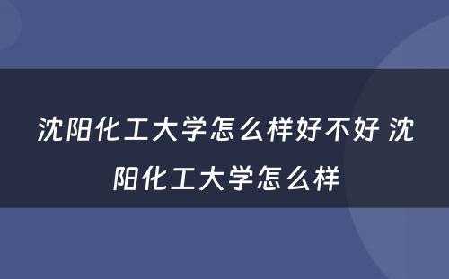 沈阳化工大学怎么样好不好 沈阳化工大学怎么样