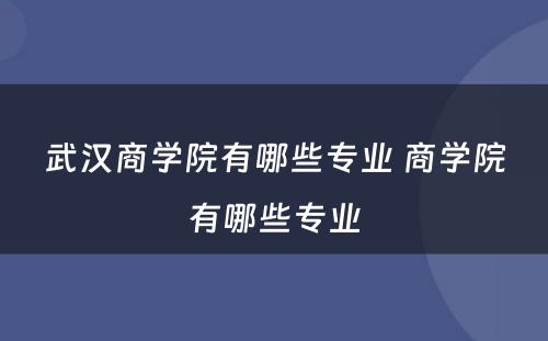 武汉商学院有哪些专业 商学院有哪些专业