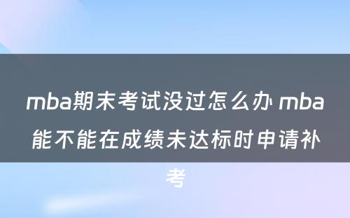 mba期末考试没过怎么办 mba能不能在成绩未达标时申请补考