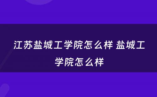 江苏盐城工学院怎么样 盐城工学院怎么样