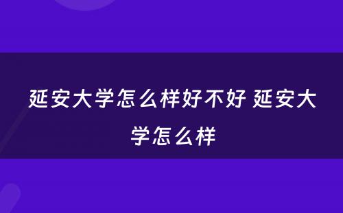 延安大学怎么样好不好 延安大学怎么样