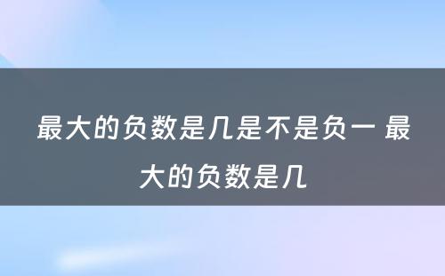 最大的负数是几是不是负一 最大的负数是几