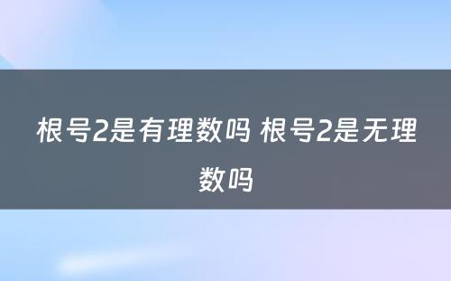 根号2是有理数吗 根号2是无理数吗