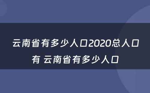 云南省有多少人口2020总人口有 云南省有多少人口