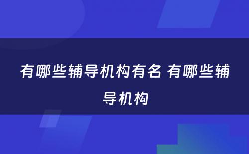 有哪些辅导机构有名 有哪些辅导机构