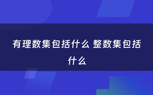 有理数集包括什么 整数集包括什么