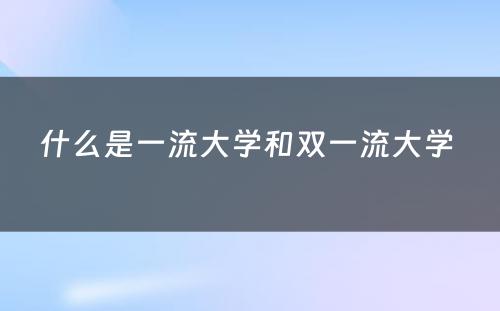 什么是一流大学和双一流大学 