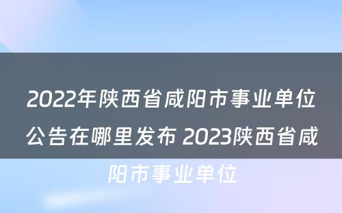 2022年陕西省咸阳市事业单位公告在哪里发布 2023陕西省咸阳市事业单位