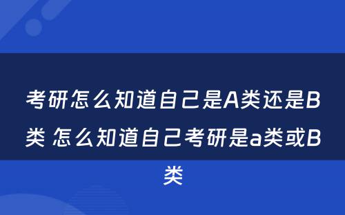 考研怎么知道自己是A类还是B类 怎么知道自己考研是a类或B类