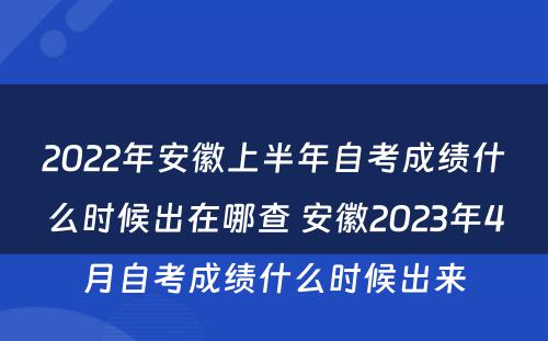 2022年安徽上半年自考成绩什么时候出在哪查 安徽2023年4月自考成绩什么时候出来