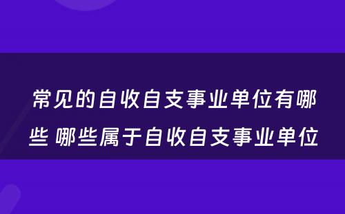 常见的自收自支事业单位有哪些 哪些属于自收自支事业单位