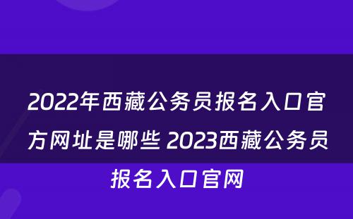 2022年西藏公务员报名入口官方网址是哪些 2023西藏公务员报名入口官网