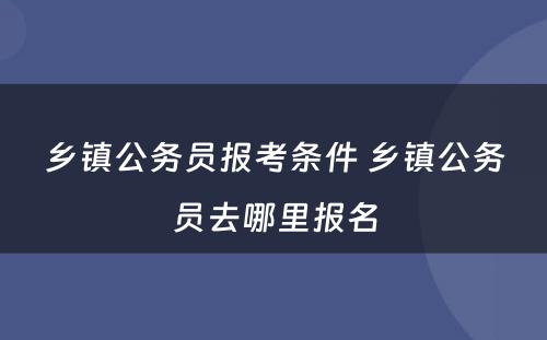 乡镇公务员报考条件 乡镇公务员去哪里报名