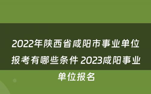 2022年陕西省咸阳市事业单位报考有哪些条件 2023咸阳事业单位报名