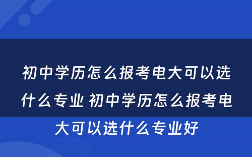 初中学历怎么报考电大可以选什么专业 初中学历怎么报考电大可以选什么专业好