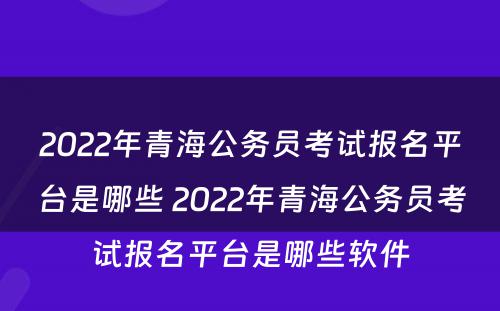 2022年青海公务员考试报名平台是哪些 2022年青海公务员考试报名平台是哪些软件