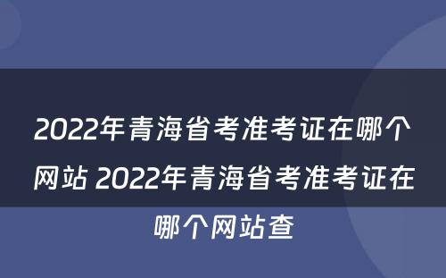 2022年青海省考准考证在哪个网站 2022年青海省考准考证在哪个网站查