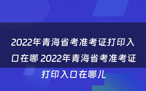 2022年青海省考准考证打印入口在哪 2022年青海省考准考证打印入口在哪儿