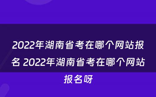 2022年湖南省考在哪个网站报名 2022年湖南省考在哪个网站报名呀