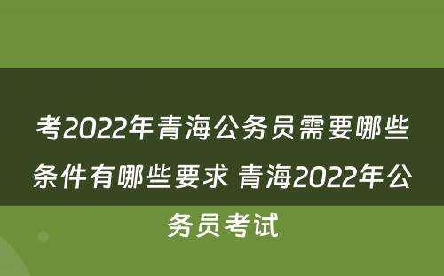 考2022年青海公务员需要哪些条件有哪些要求 青海2022年公务员考试