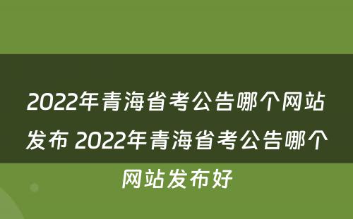 2022年青海省考公告哪个网站发布 2022年青海省考公告哪个网站发布好
