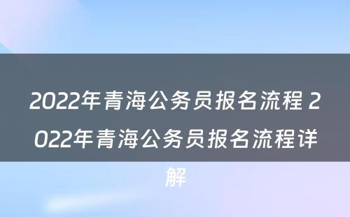 2022年青海公务员报名流程 2022年青海公务员报名流程详解