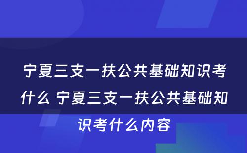 宁夏三支一扶公共基础知识考什么 宁夏三支一扶公共基础知识考什么内容