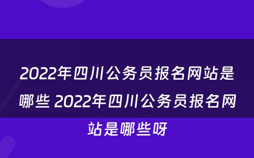 2022年四川公务员报名网站是哪些 2022年四川公务员报名网站是哪些呀