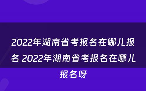 2022年湖南省考报名在哪儿报名 2022年湖南省考报名在哪儿报名呀