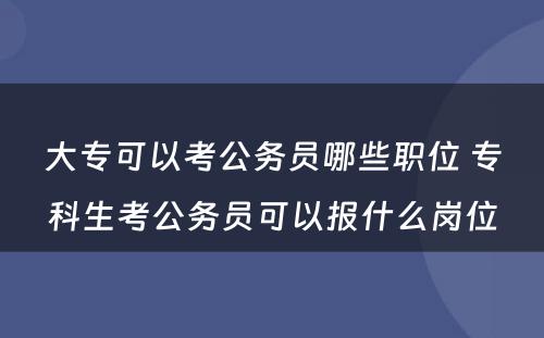 大专可以考公务员哪些职位 专科生考公务员可以报什么岗位