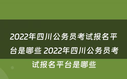 2022年四川公务员考试报名平台是哪些 2022年四川公务员考试报名平台是哪些