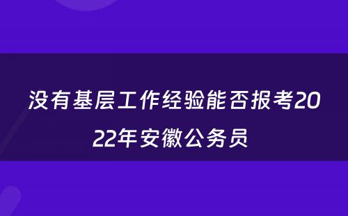 没有基层工作经验能否报考2022年安徽公务员 