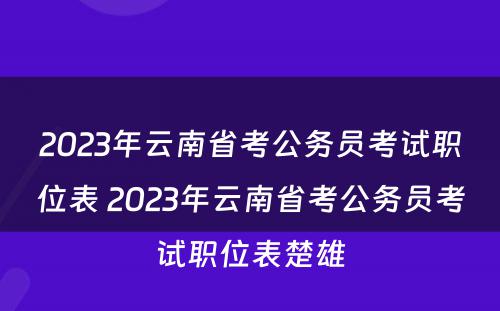 2023年云南省考公务员考试职位表 2023年云南省考公务员考试职位表楚雄
