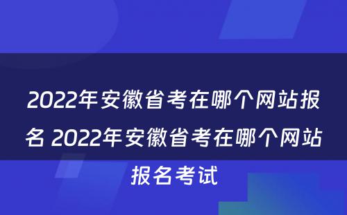 2022年安徽省考在哪个网站报名 2022年安徽省考在哪个网站报名考试