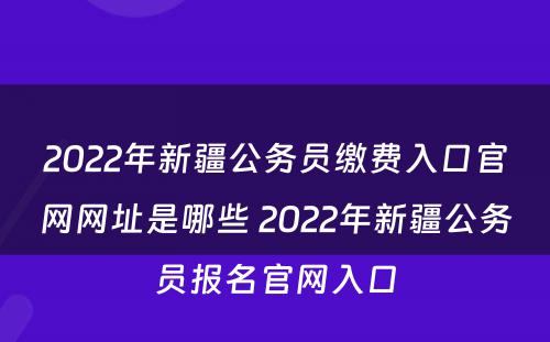 2022年新疆公务员缴费入口官网网址是哪些 2022年新疆公务员报名官网入口