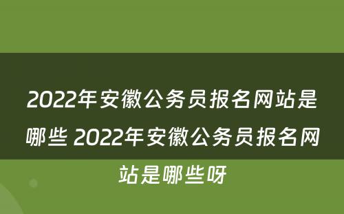 2022年安徽公务员报名网站是哪些 2022年安徽公务员报名网站是哪些呀