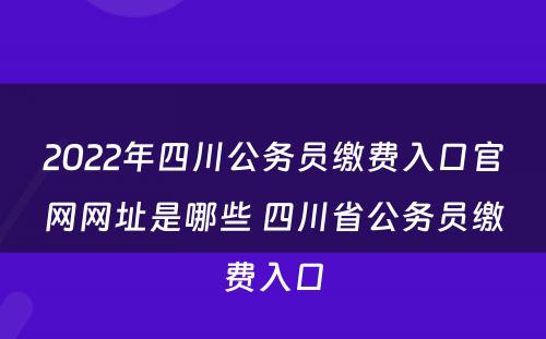 2022年四川公务员缴费入口官网网址是哪些 四川省公务员缴费入口