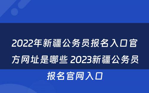 2022年新疆公务员报名入口官方网址是哪些 2023新疆公务员报名官网入口